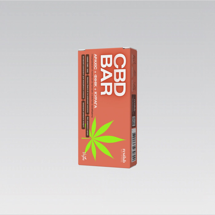 CBD батончик енергетичний протеїновий в глазурі 50 грам "Арахіс+Фінік+Курага"